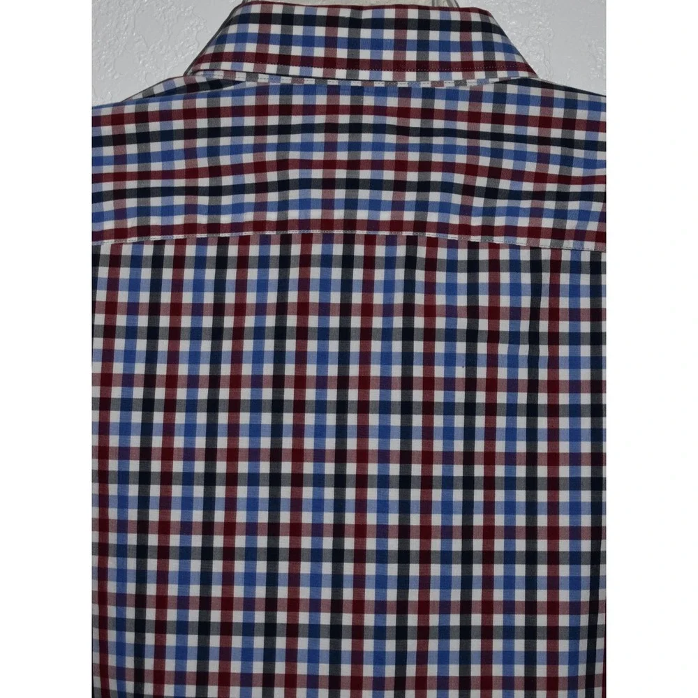 Banana Republic Camden Fit Shirt Button Mens Medium Red Blue Check Supima Cotton